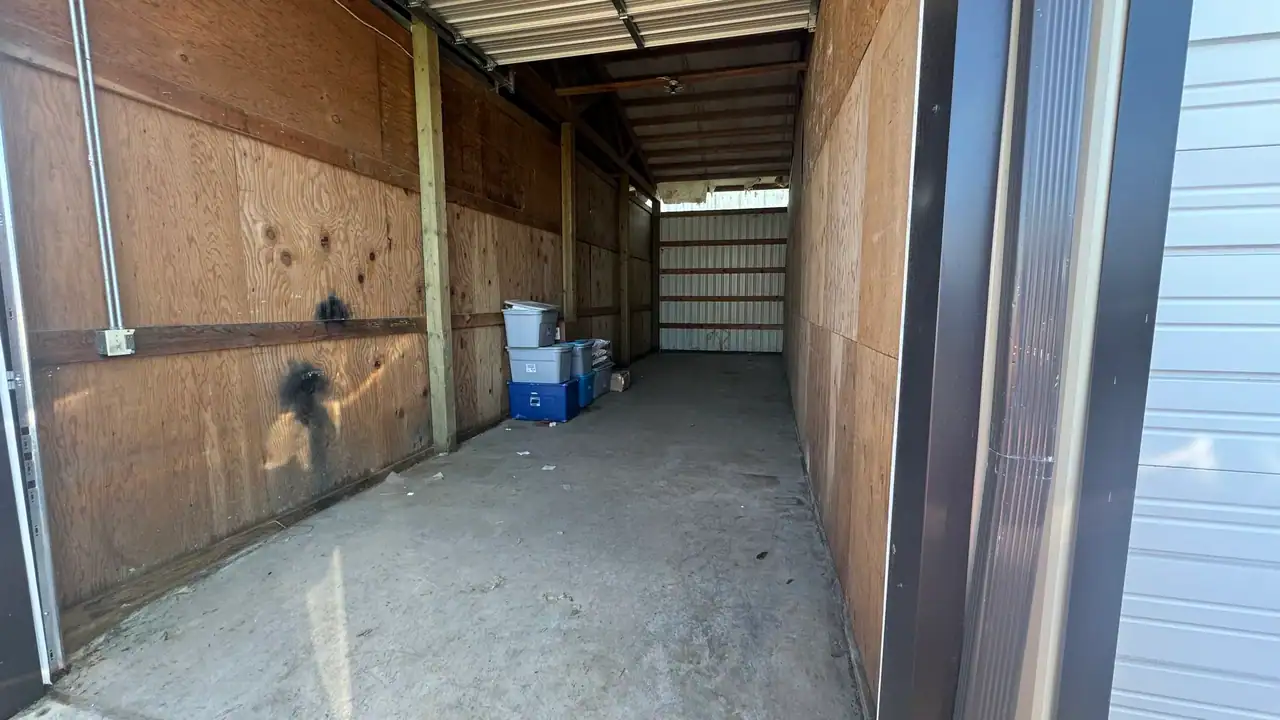 After cleanout of the same storage unit showing empty space